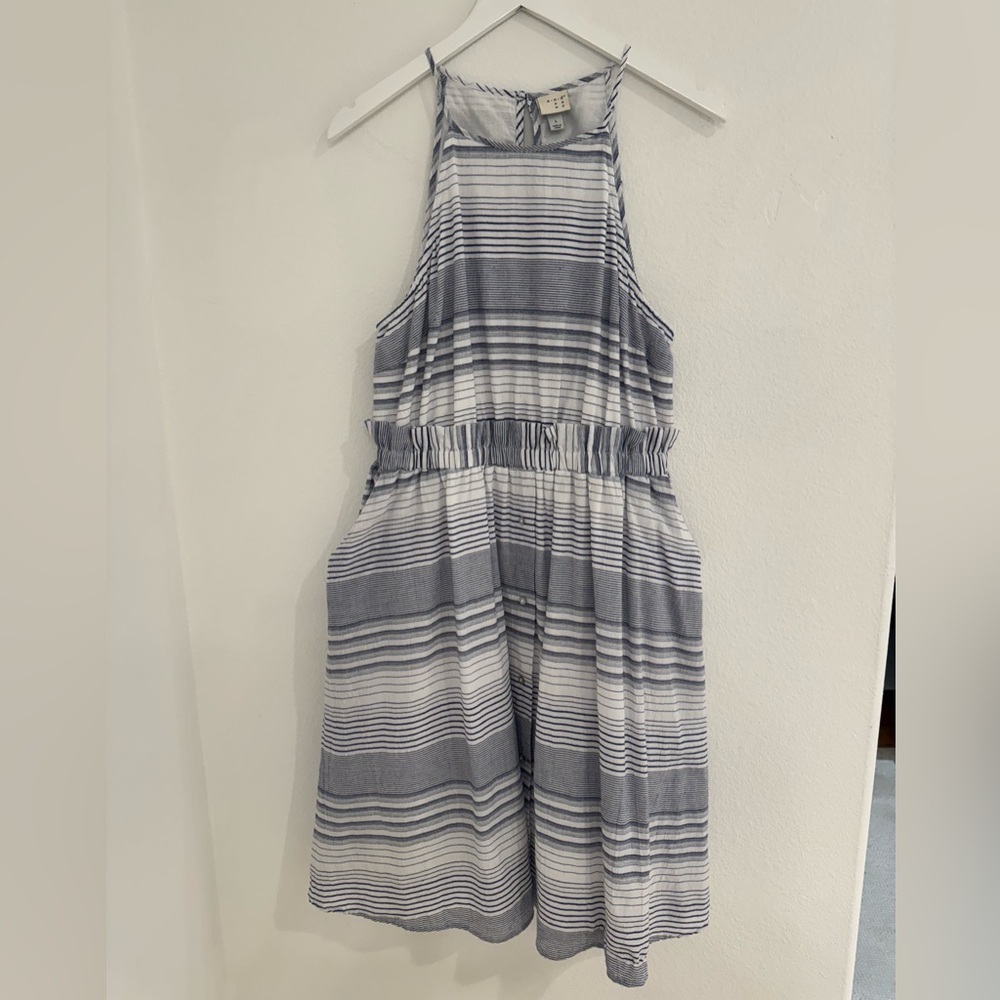 Blue and White Midi Dress